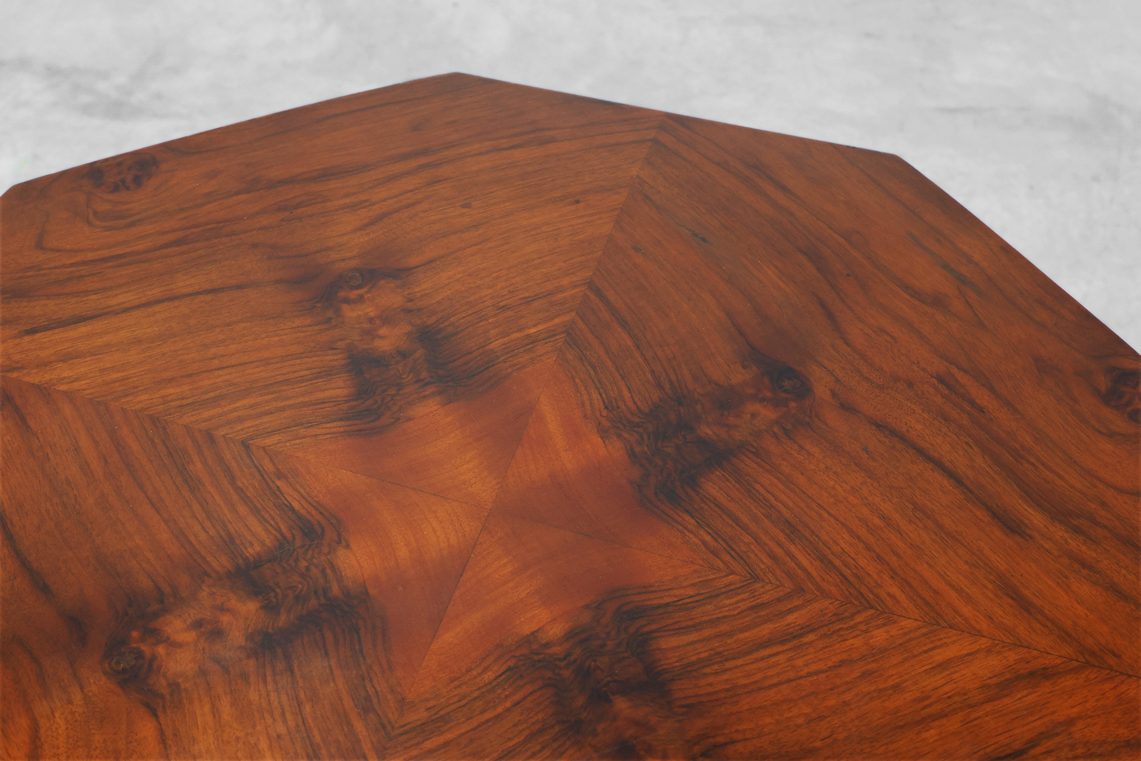 Octagonal Art Deco side or coffee table in wood, France 1920sthumbnail